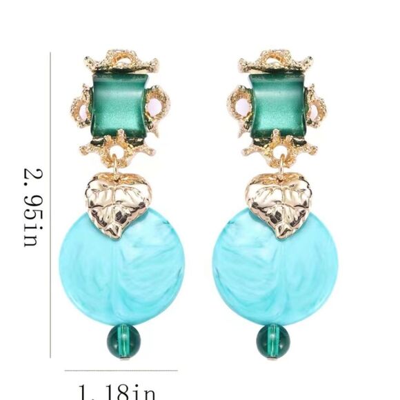 🔅🆕🔅 Statement BoHo Blue Resin Clip On Earrings ✨ - Picture 8 of 13